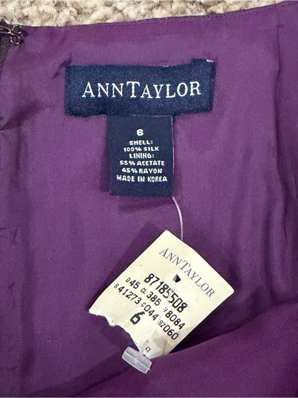 Vintage Ann Taylor metallic purple 100% silk skirt - Picture 4 of 6